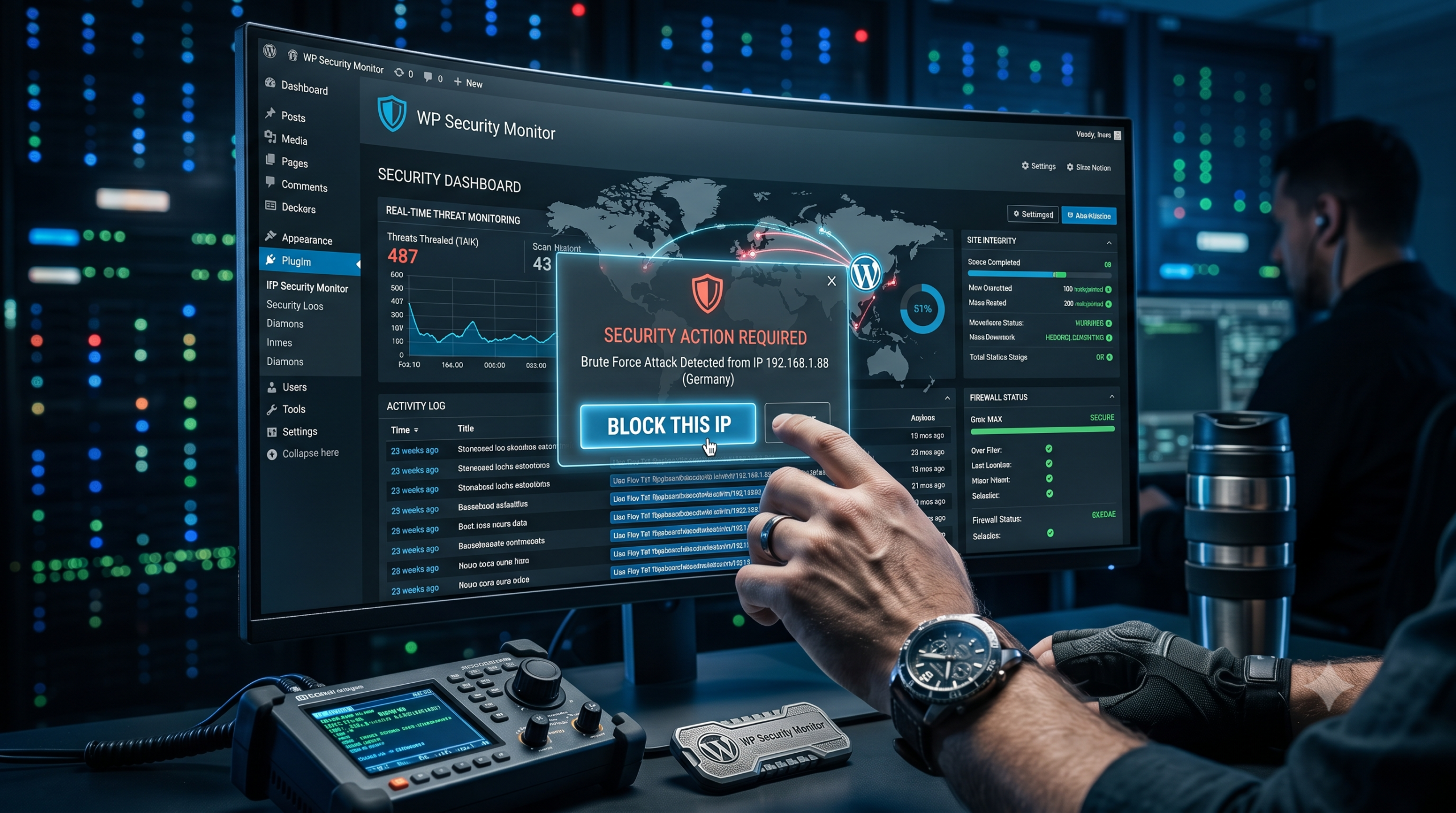sicurezza WordPress monitoraggio: controllo integrità dei file e uptime del sito